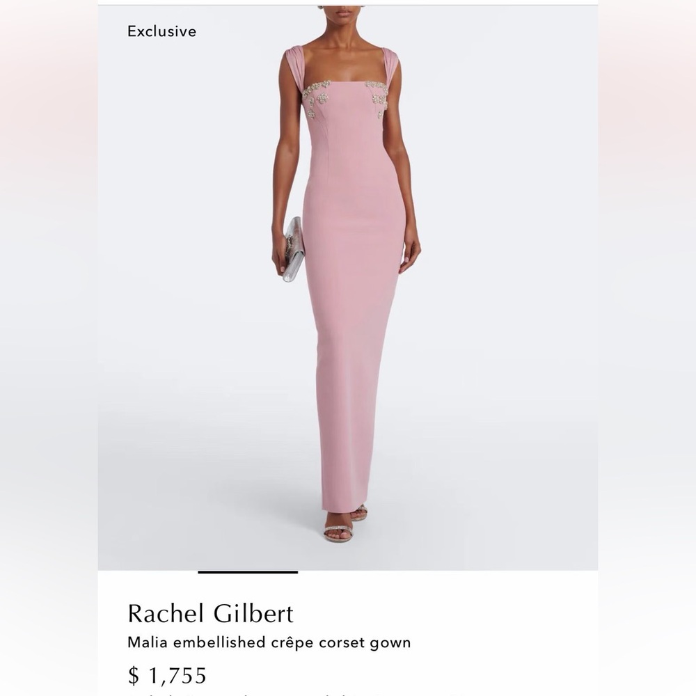 Rachel Gilbert Malia Pink Embellished Corset Maxi Gown